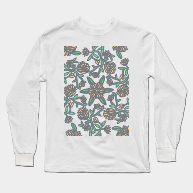 Geometric Delicious Floral Garden Pattern 3 Long Sleeve T-Shirt by mariacaballer